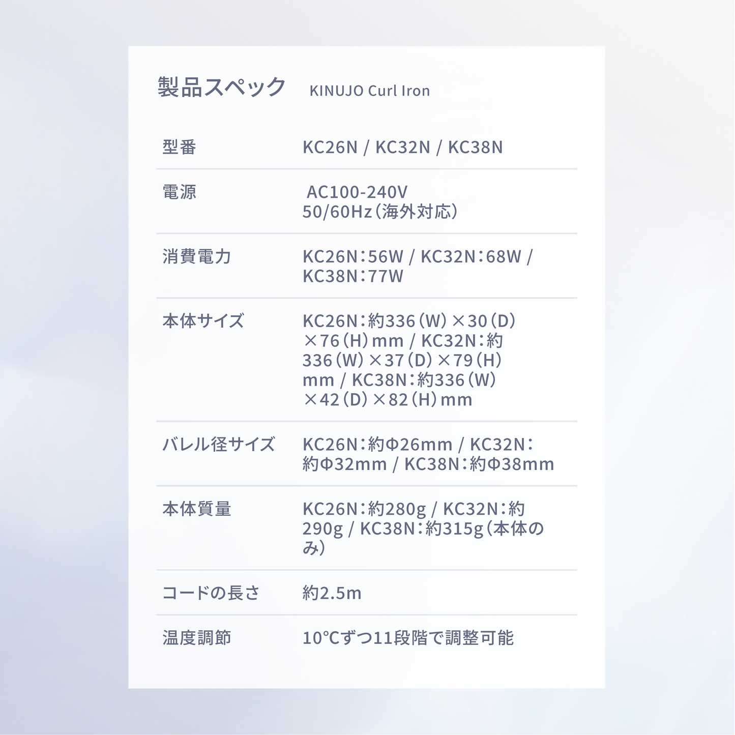 絹女〜KINUJO〜CURL IRON カールアイロン